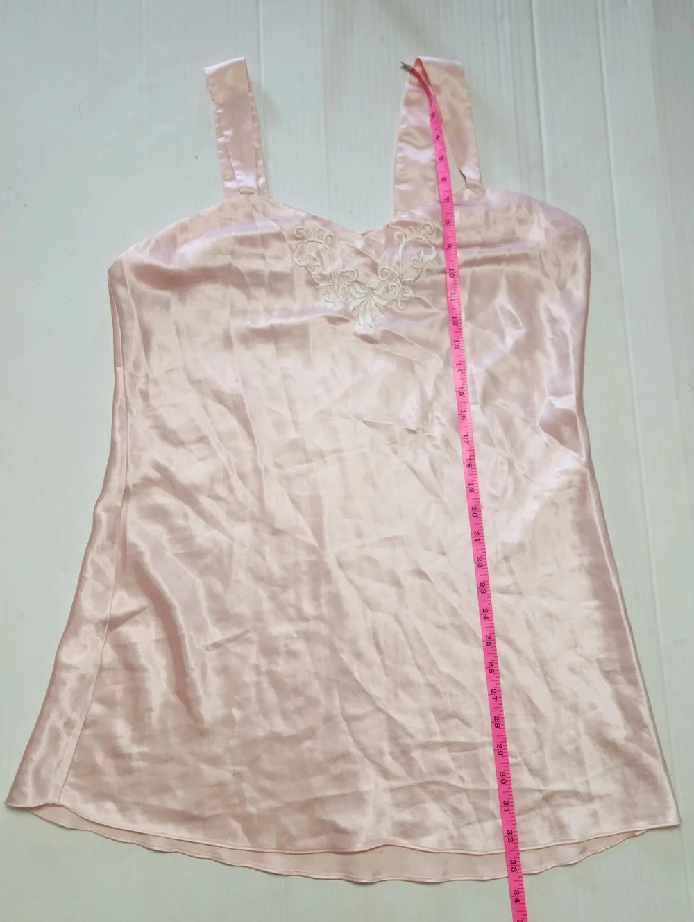 VINTAGE Women’s Pink Satin Slip Dress with Embroidered Bust - Picture 4 of 5